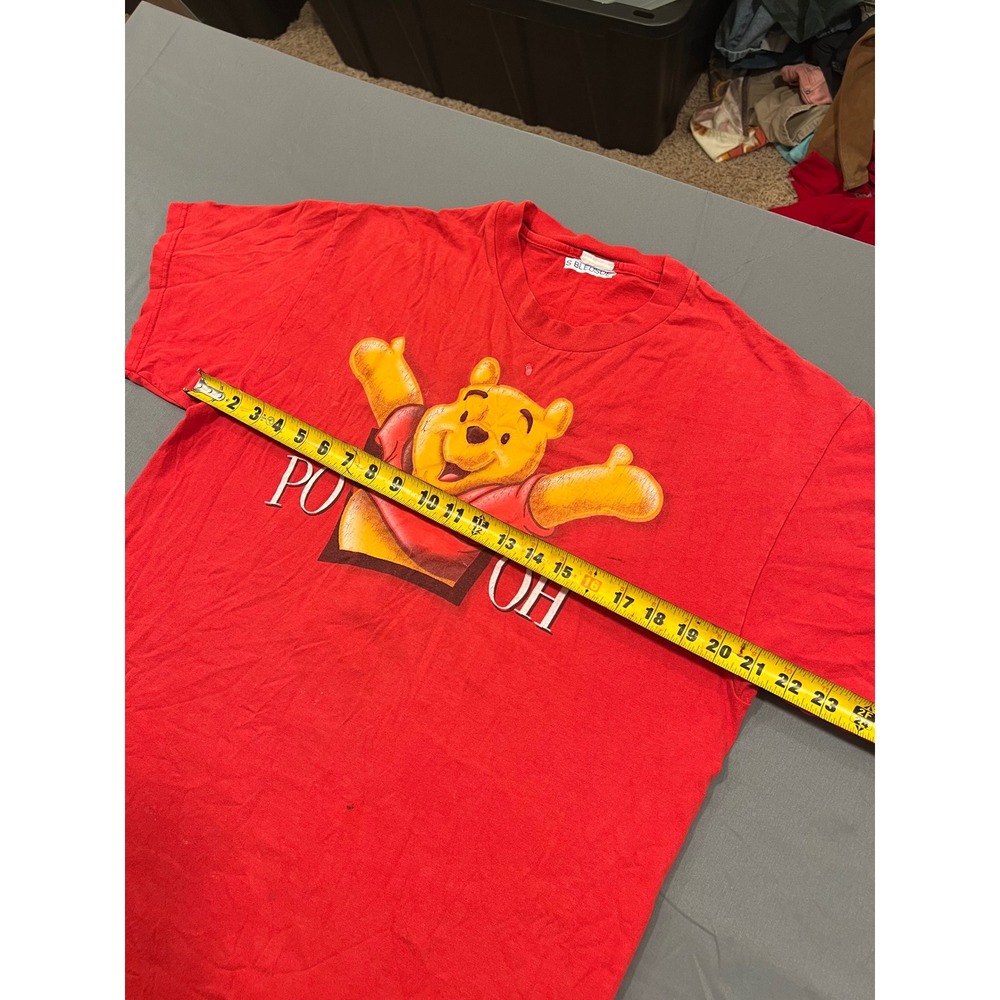 Vintage Disney Winnie the Pooh T Shirt Red Double Sided Graphic 90s Large - Picture 7 of 7